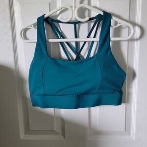 Blue Racerback Sports Bra with Criss-Cross Straps